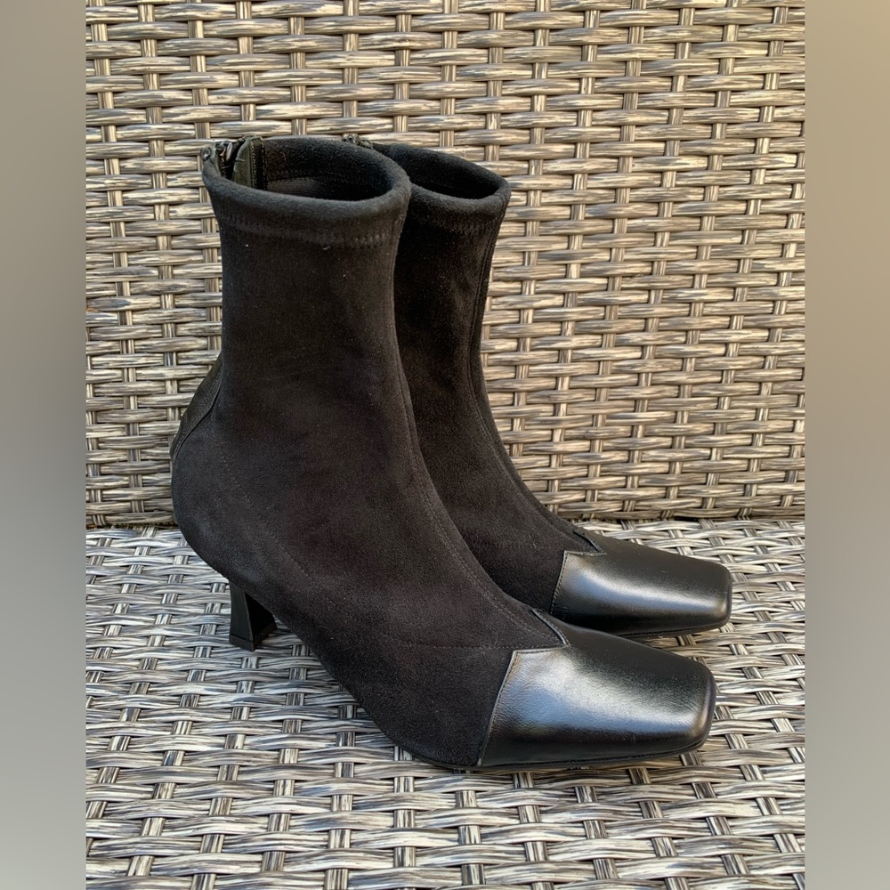 Alberto Zago Suede Leather Trim Ankle Boots Size 36 Made In Italy NEW